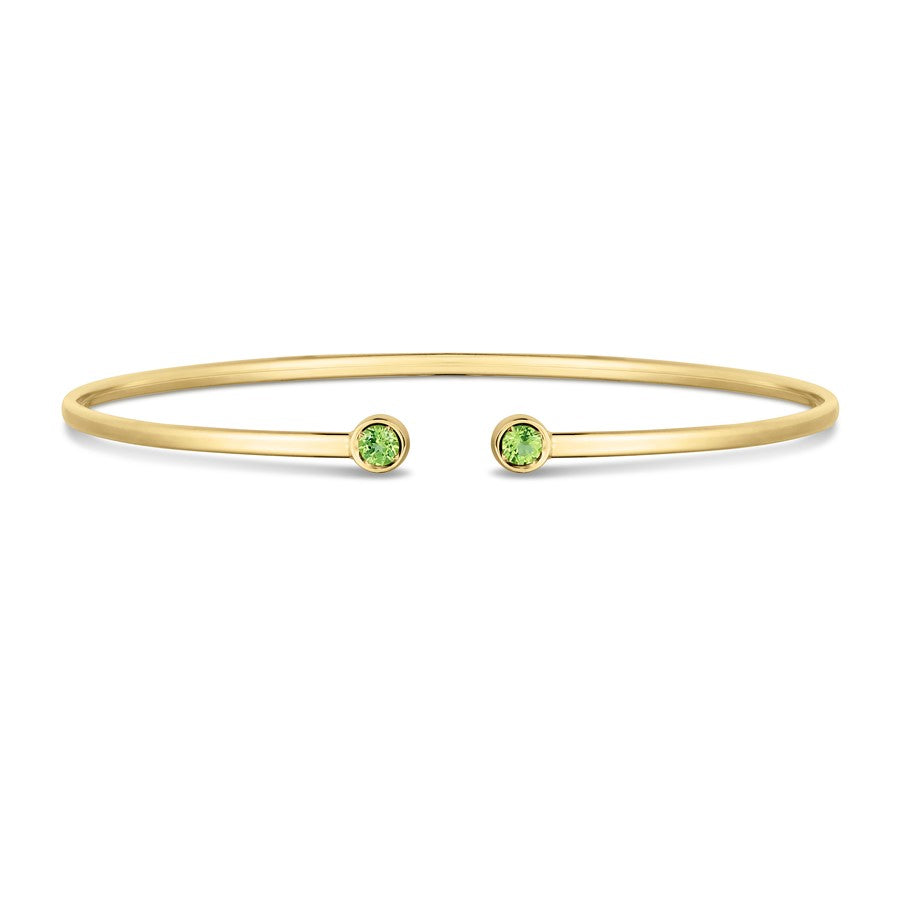 14K Peridot Open Cuff Bangle