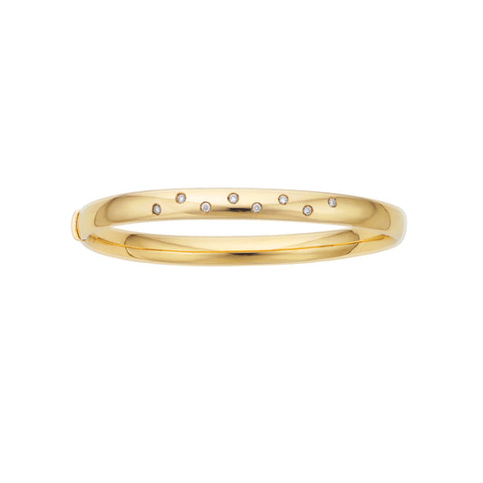 14K Gold Polished Diamond Scatter Bangle