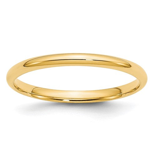 Comfort Fit Wedding Band in 14K Yellow Gold — 2mm, Size 9