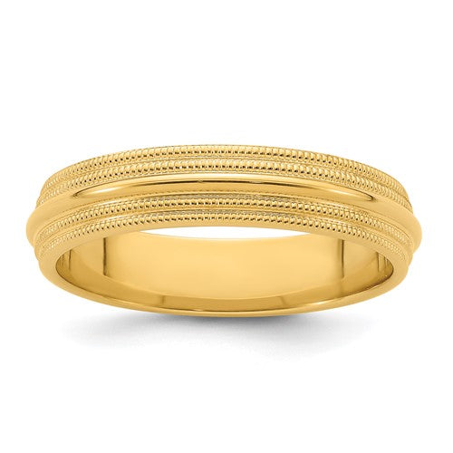 Comfort Fit Wedding Band in 14K Yellow Gold — 5mm, Size 10