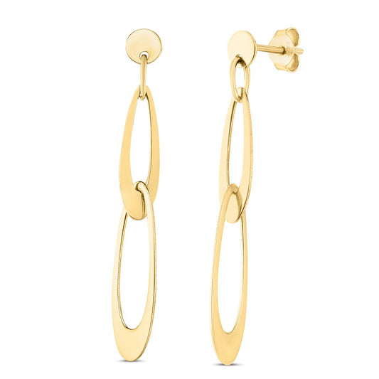 14K Gold Italian Oval Link Earrings