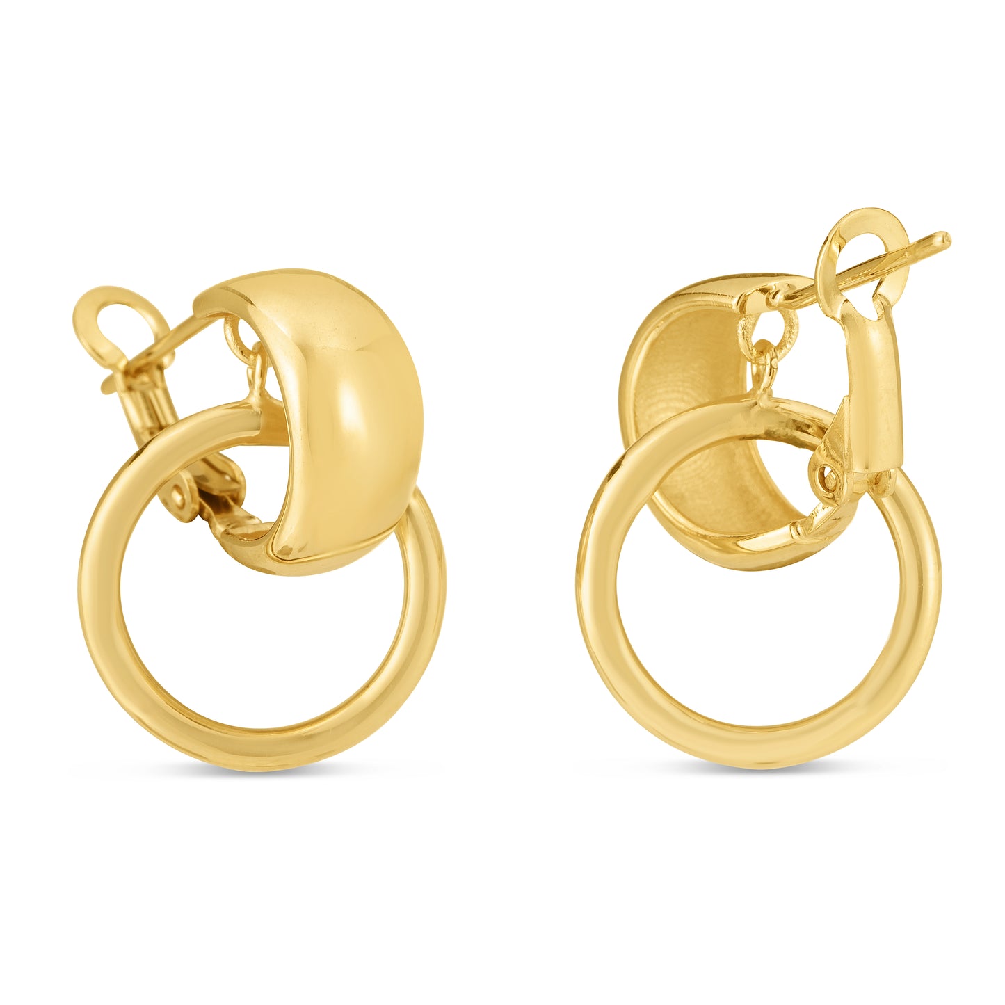 14K Gold Interlocking Omega Hoops