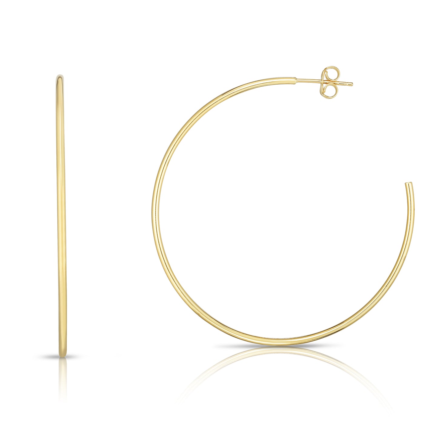 14K Gold 1.5x50mm Polished C Hoop Earring