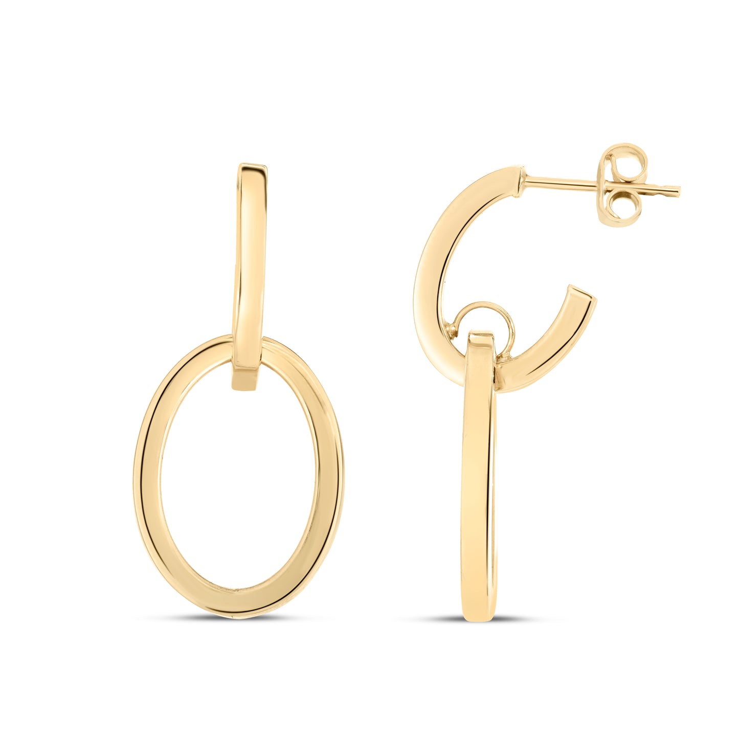 14K Gold Interlocking Drop Hoops