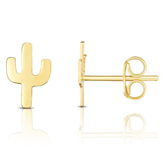 14K Gold Mini Cactus Stud Earrings