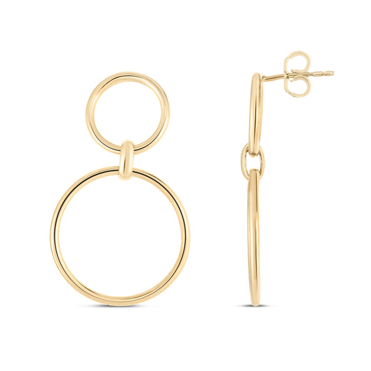 14K Gold Circle Drop Earrings