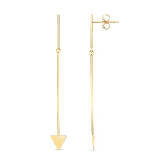 14K Gold Triangle Drop Earrings