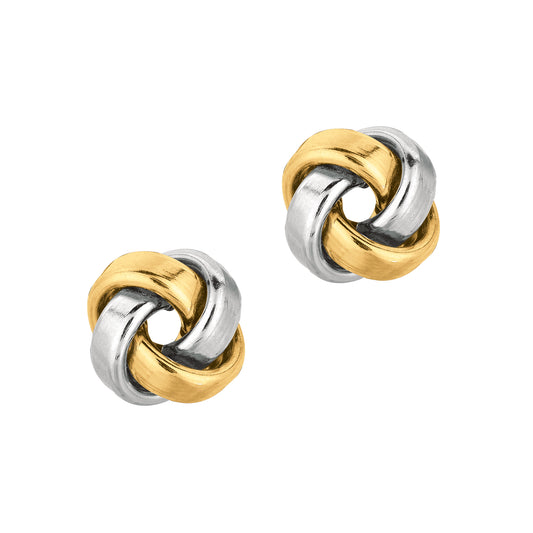 14K Yellow & White Gold Medium Polished Love Knot Stud Earring