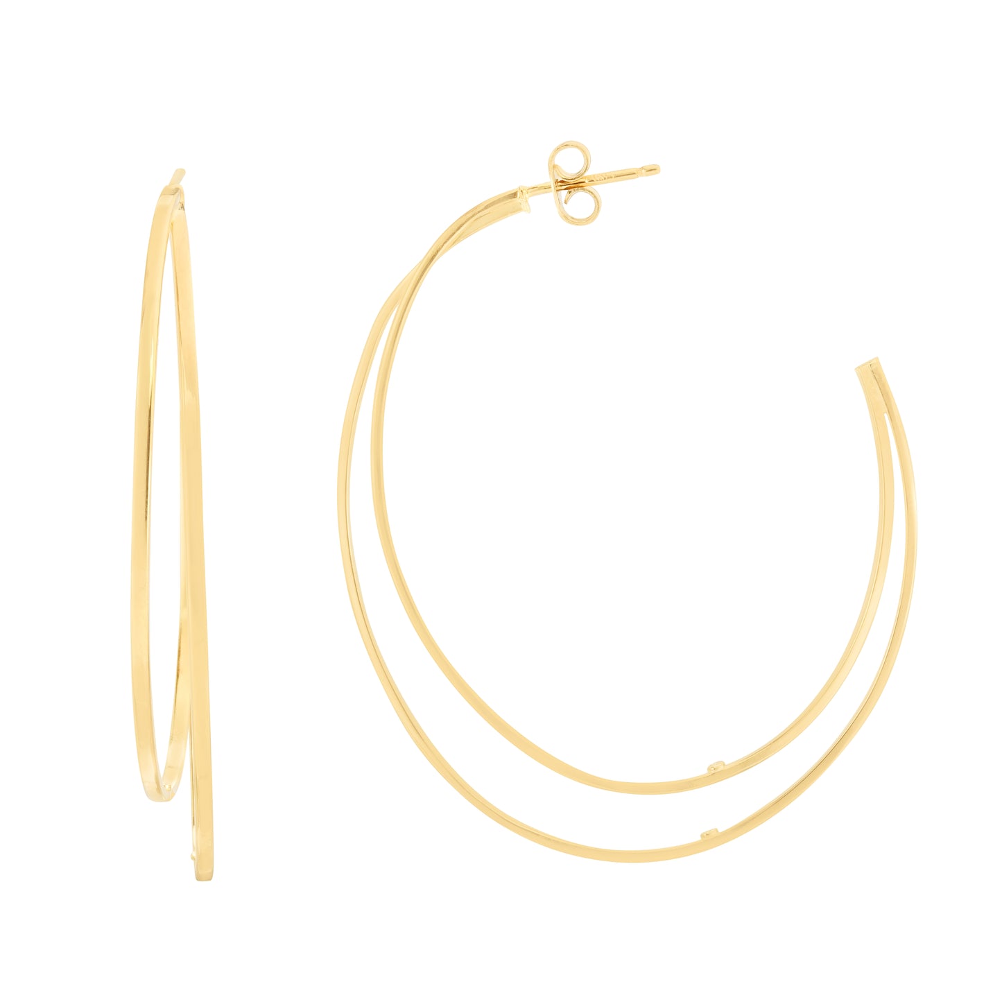 14K Double Row C Hoops