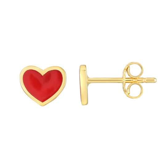 14K Heart Enamel Earrings