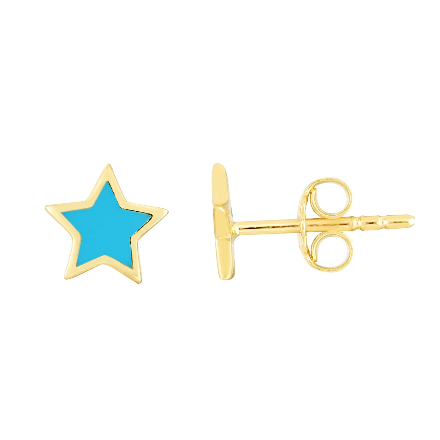 14K Blue Star Enamel Earrings