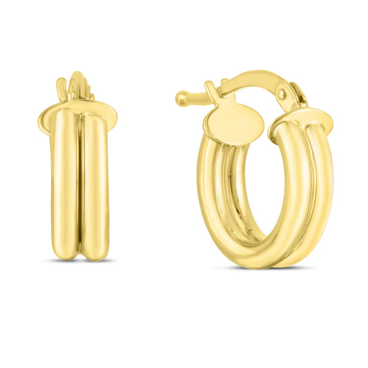 14K Gold 8mm Double Row Round Hoops