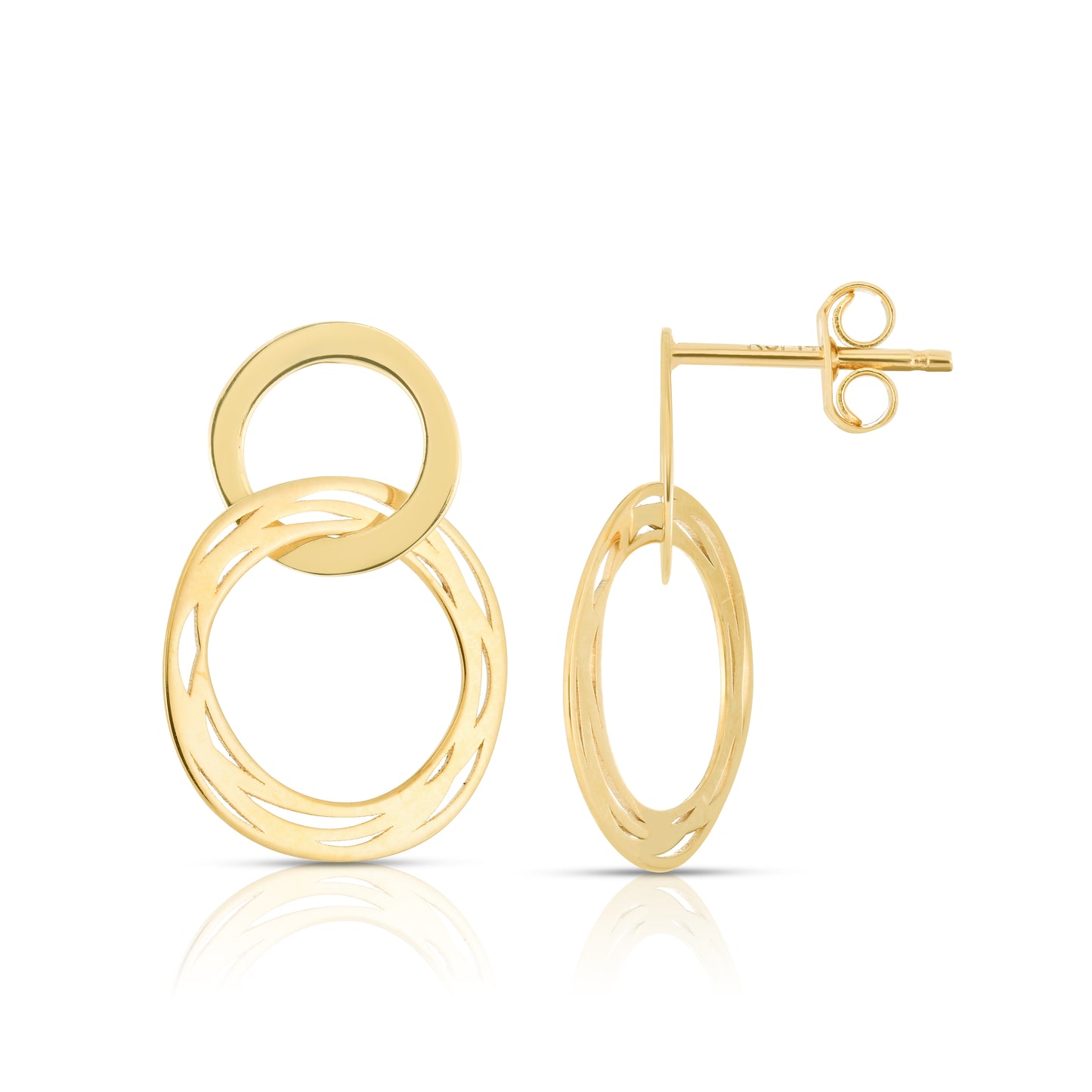 14K Drop Circle Cutout Earrings