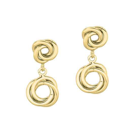 14K Gold Polished Open Love Knot Drop Earring