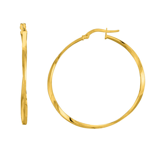 14K Yellow Gold Twisted Hoop Earring