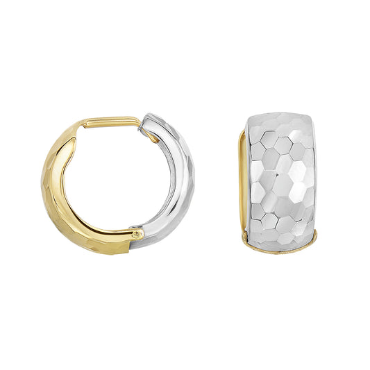 14K Gold Reversible Hammered Huggie Earring