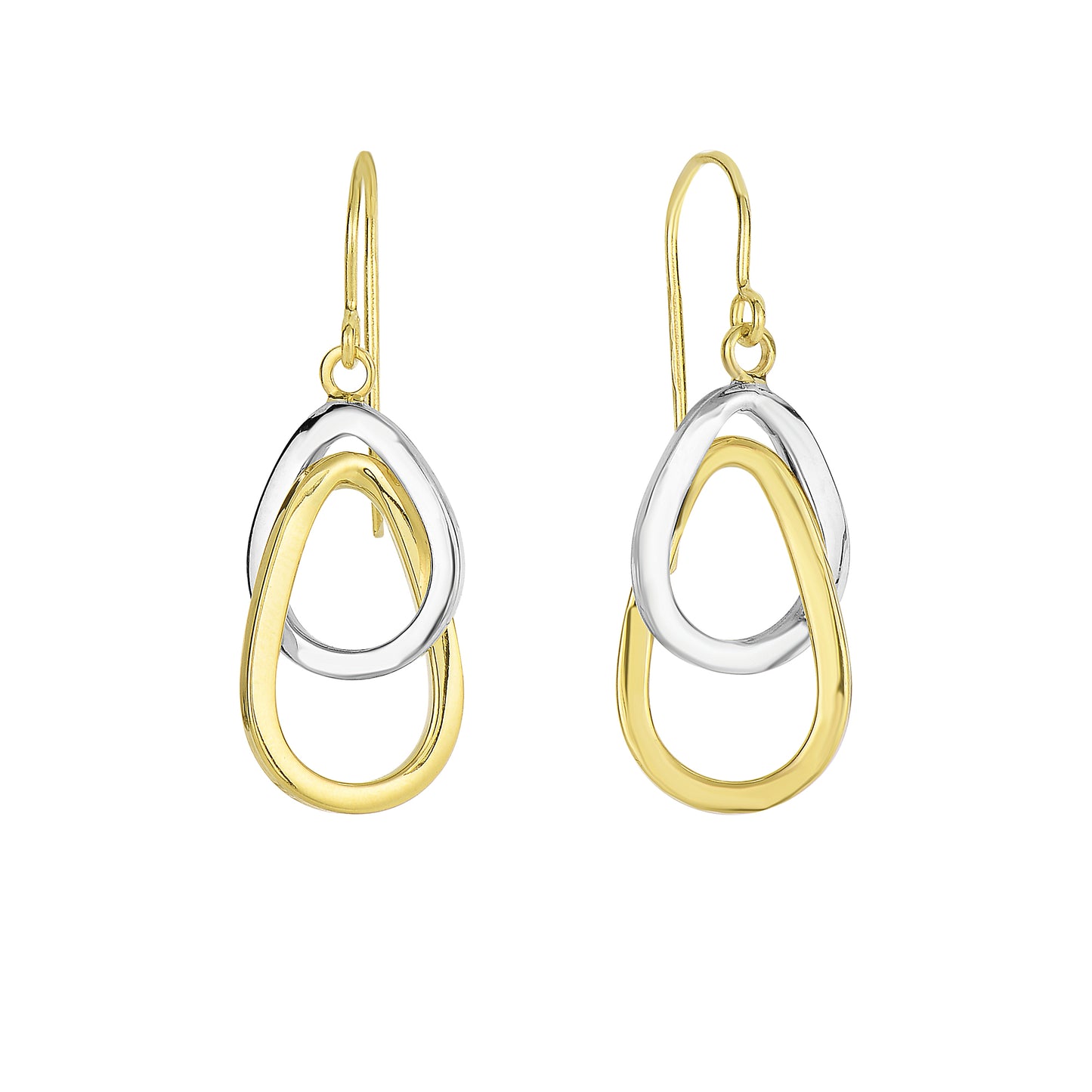 14K Gold Interlocked Ovals Drop Earring