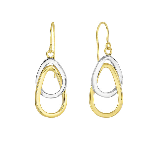 14K Gold Interlocked Ovals Drop Earring