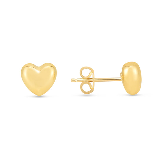 14K Gold Small Polished Heart Post Earring