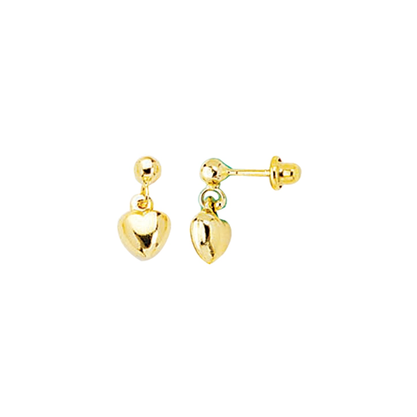 14K Gold Puffy Heart Dangle Earring