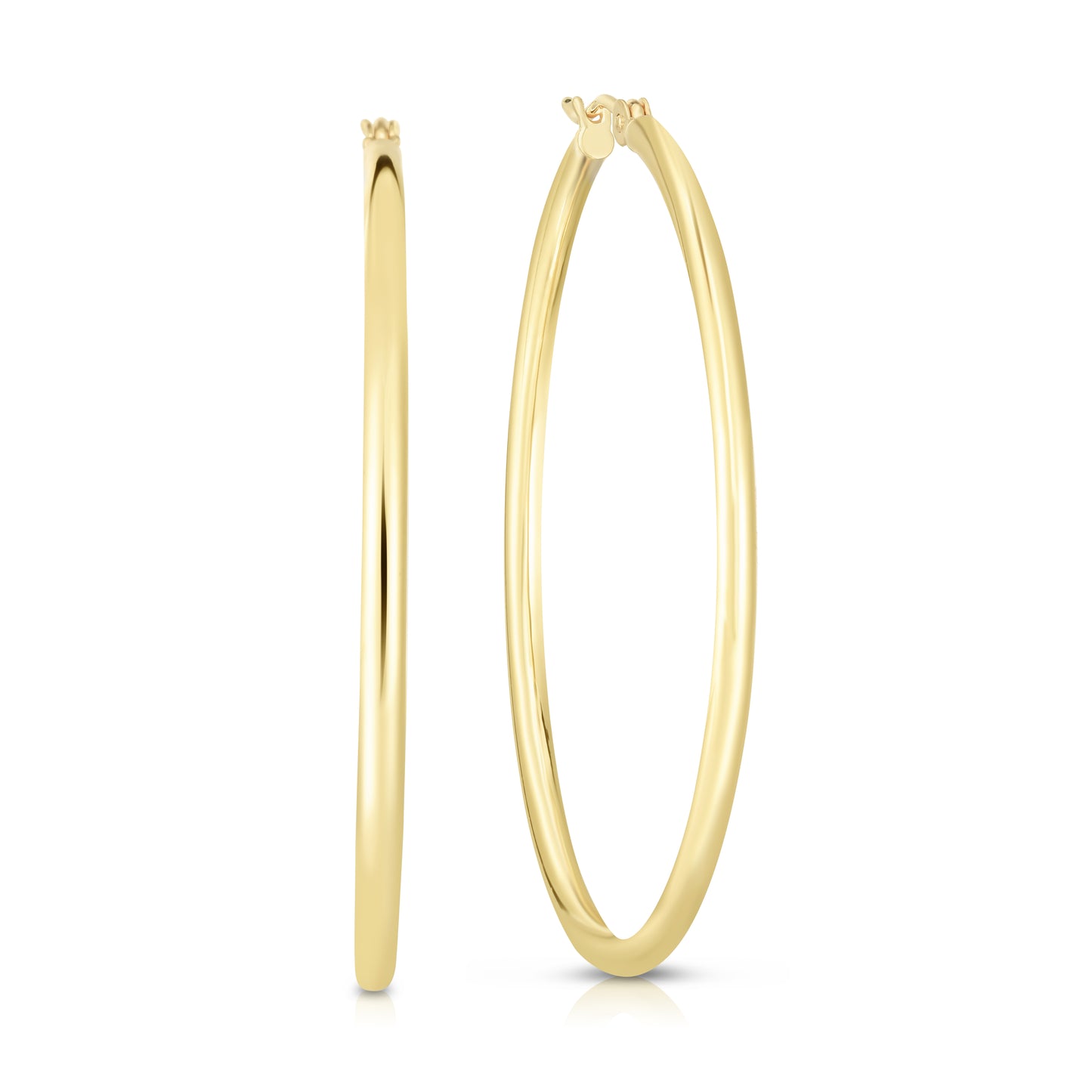 14K Gold 2x15mm Diamond Cut Station Hoop Earring