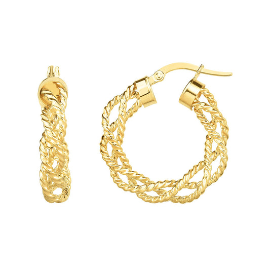 14K Gold Braided Twist Hoop Earring