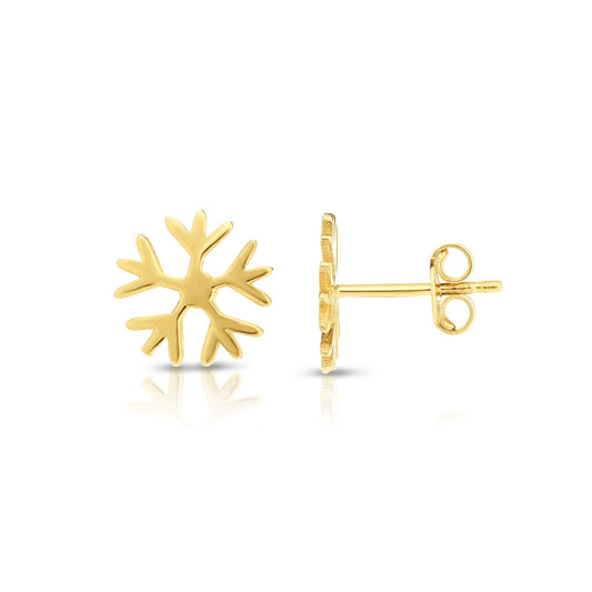 14K Gold Snowflake Stud Earring