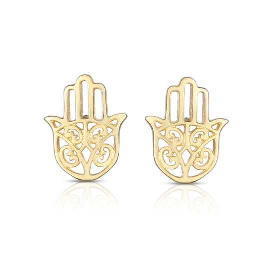 14K Gold Hamsa Stud Earring