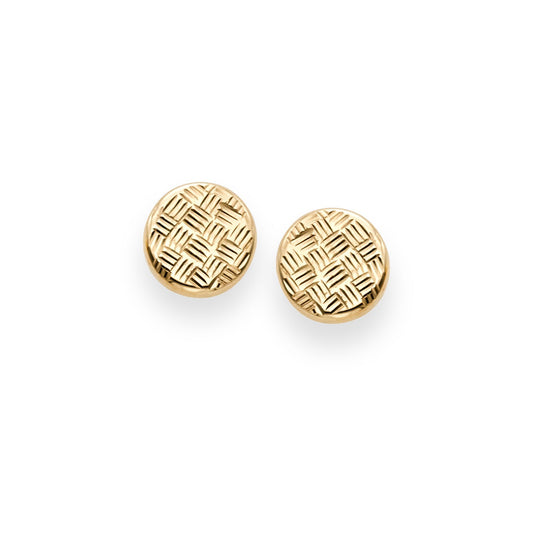 14K Gold Round Diamond Cut Post Earring