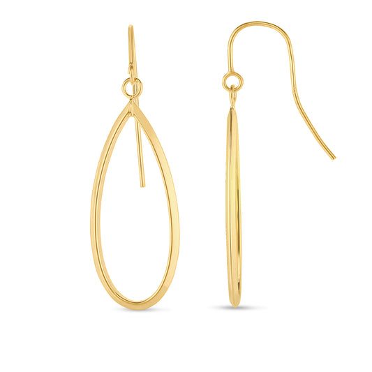 14K Gold Graduated Open Oval Dangle Earring