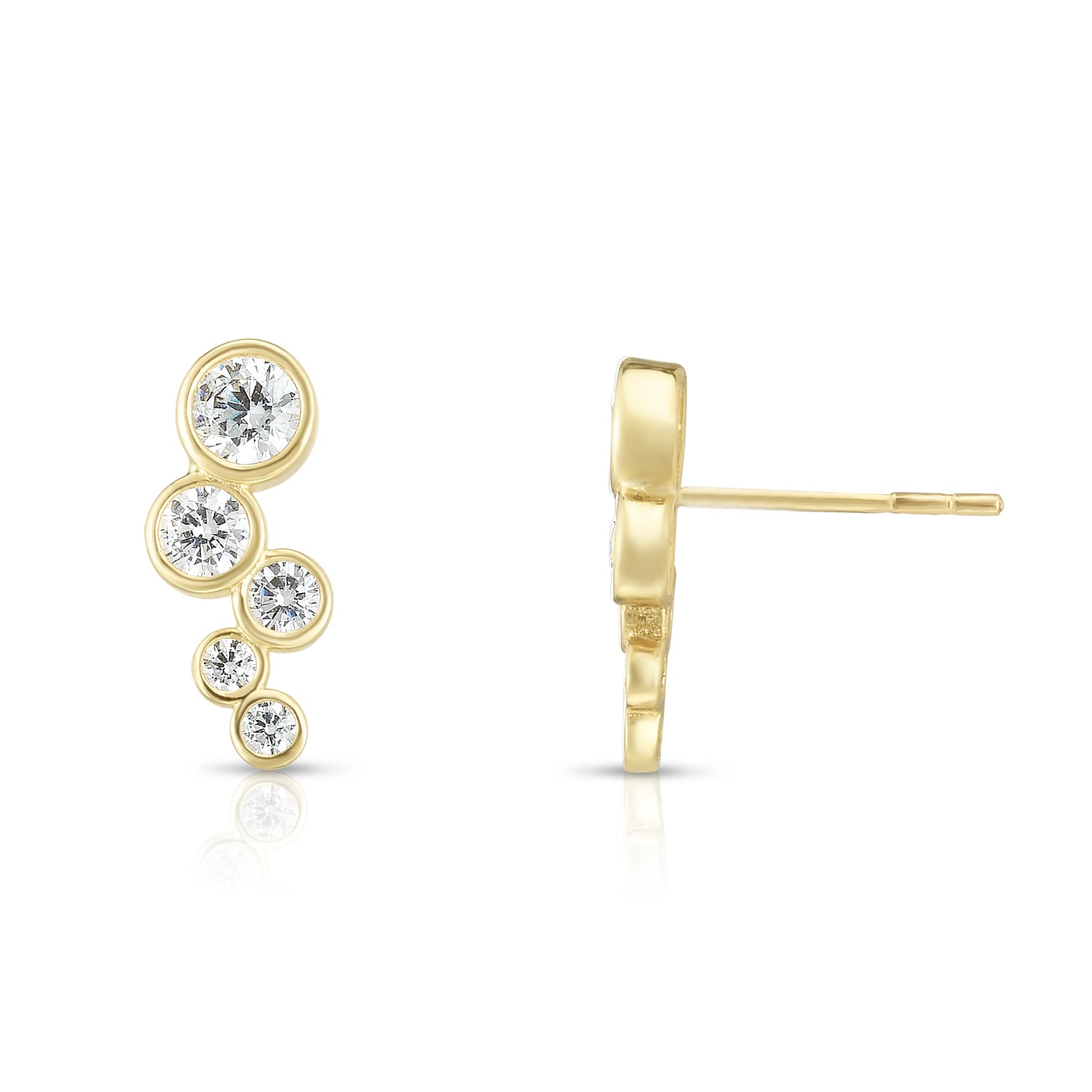 14K Gold Bezel Set CZ Ear Climber