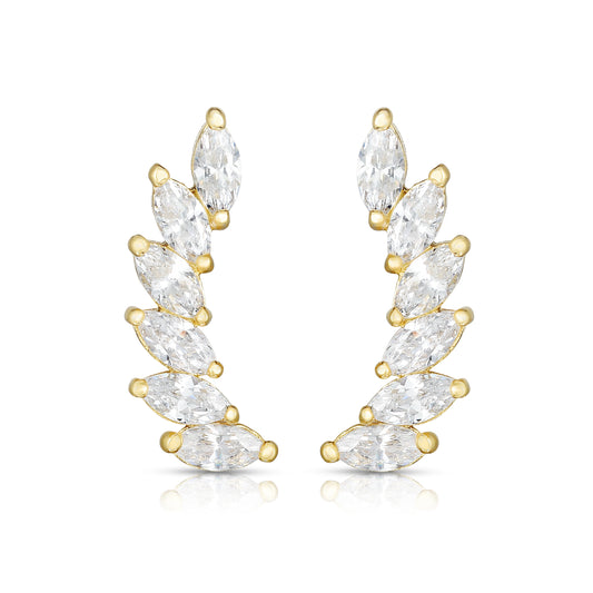 14K Gold Marquise CZ Ear Climber