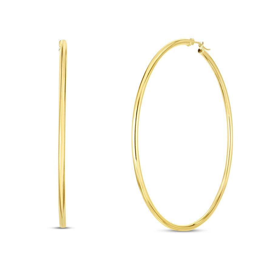 14K Gold 2x60mm Polished Hoop Earring