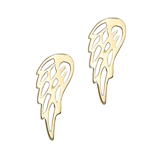 14K Gold Angel Wing Stud Earring