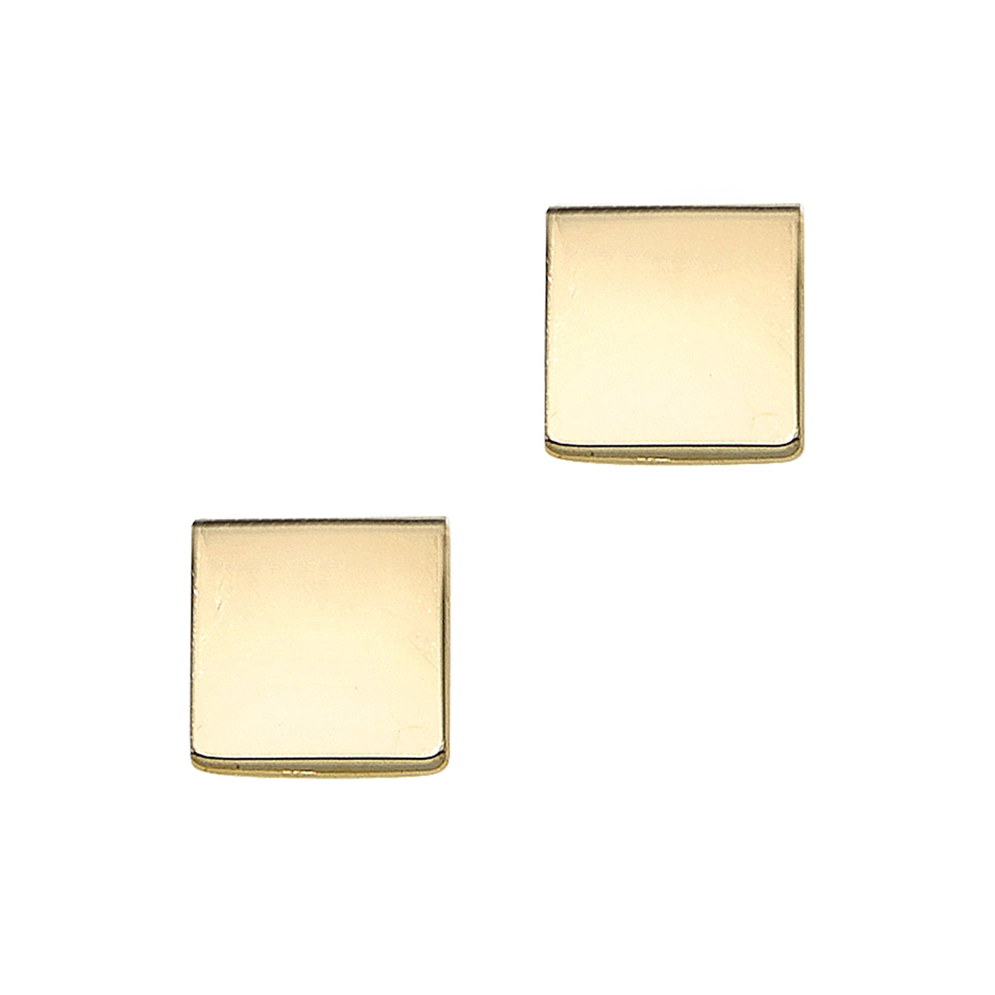 14K Gold Polished Square Stud Earring