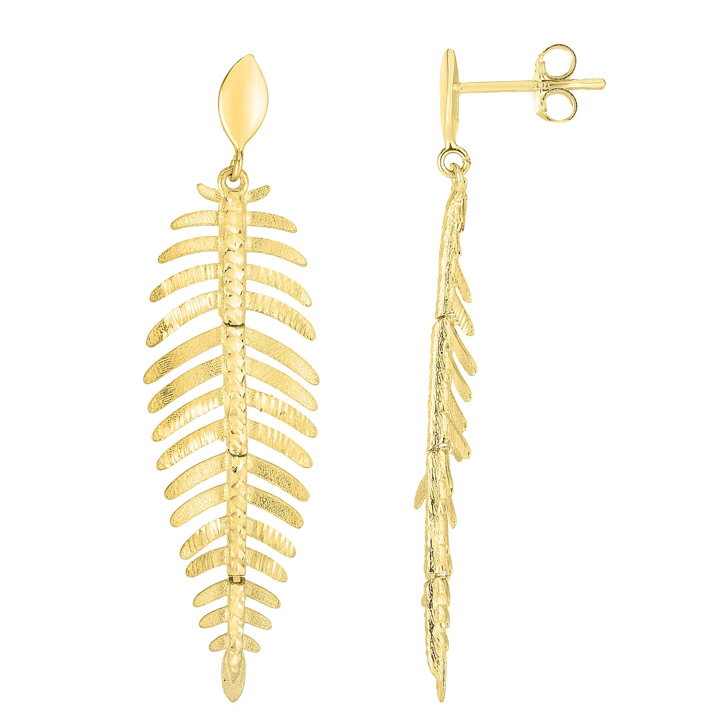 14K Gold Fancy Leafy Earrings