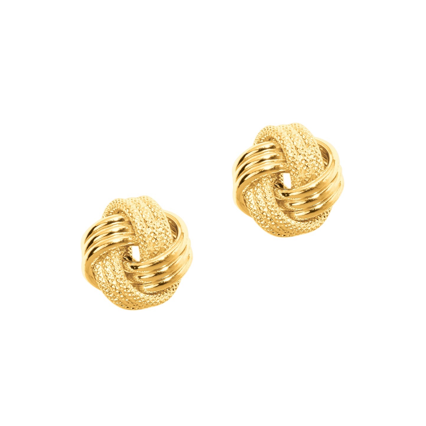 14K Gold Polished & Diamond Cut Love Knot Stud Earring