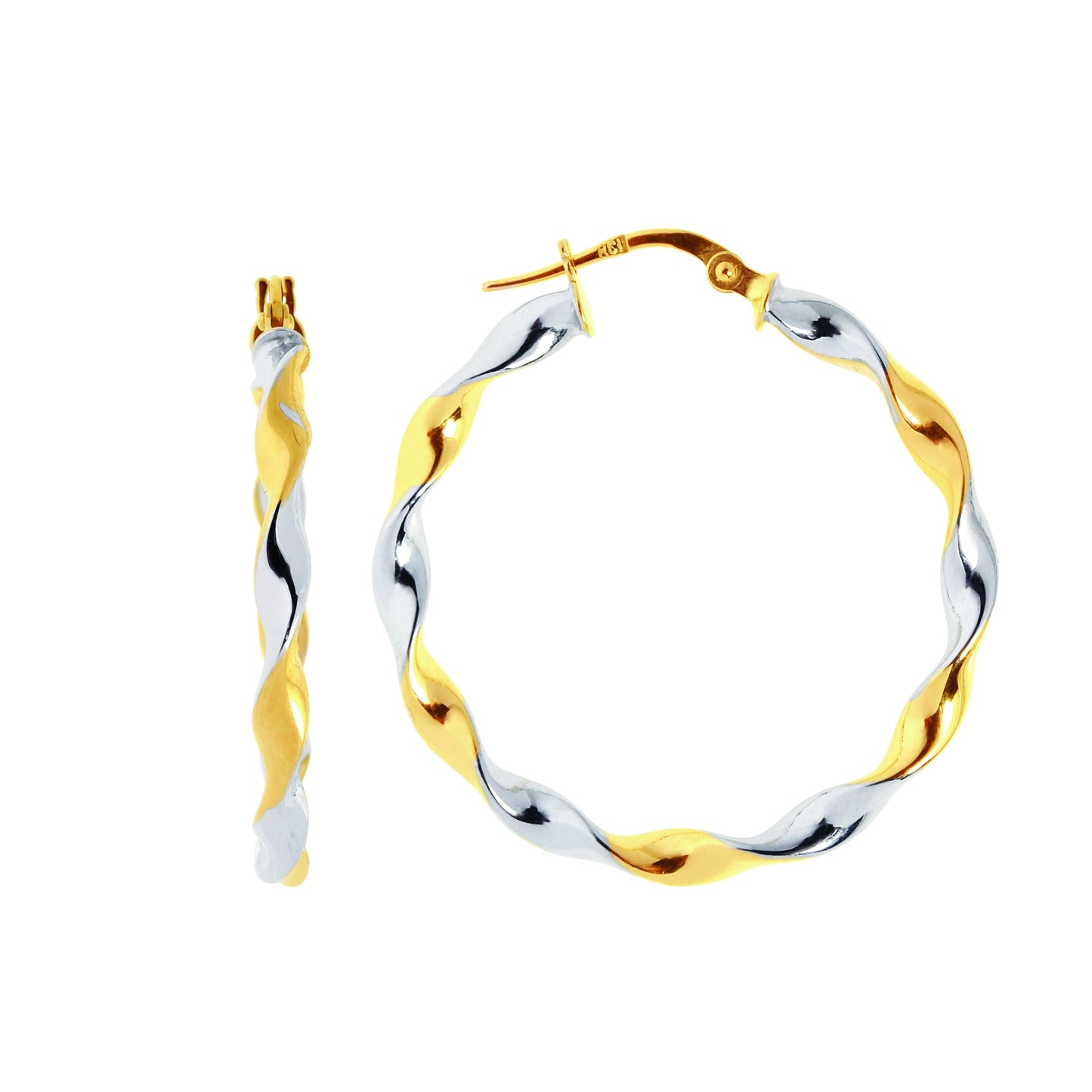14K Gold Medium Round Twist Hoop Earring