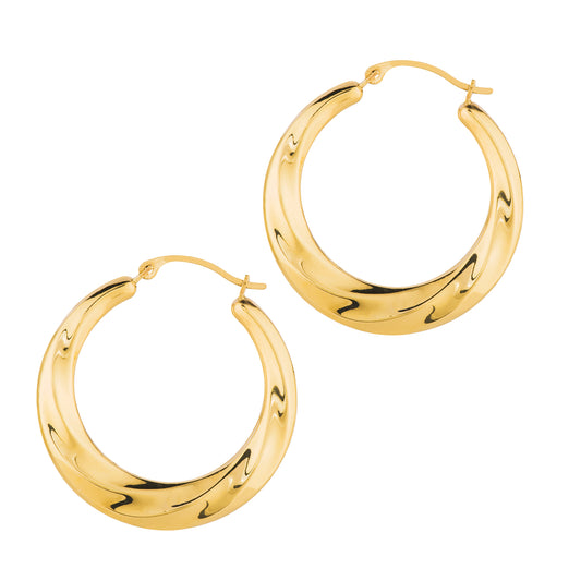 14K Gold Round Twist Back to Back Hoop Earring