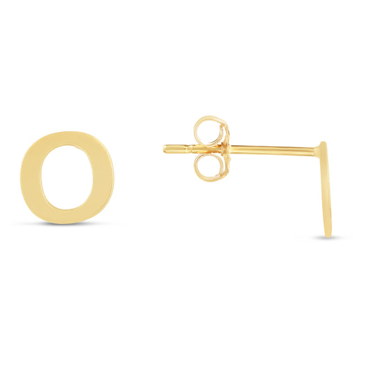 14K Gold Initial O Stud Earring