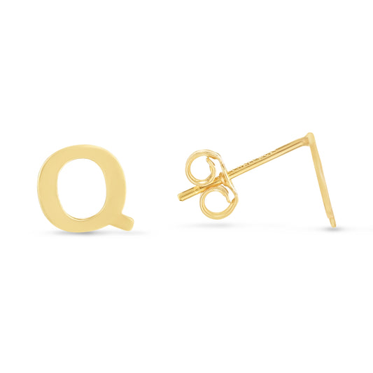 14K Gold Initial Q Stud Earring