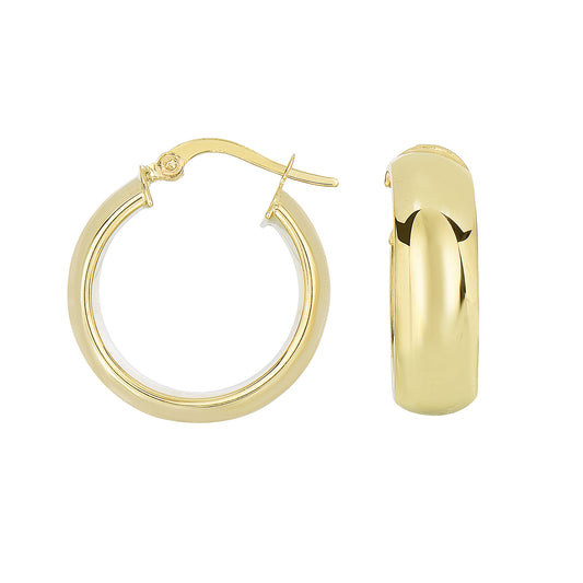 14K Yellow Gold Polished Tube Hoop Earring