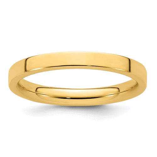 Flat Comfort Fit Wedding Band in 14K Yellow Gold — 2.5mm, Size 9