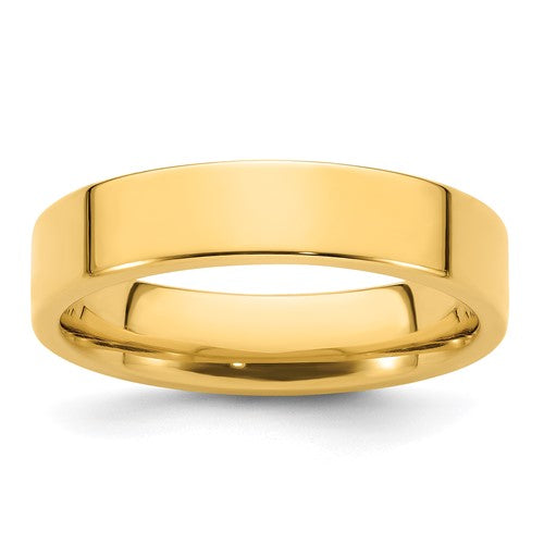 Flat Comfort Fit Wedding Band in 14K Yellow Gold — 5mm, Size 4