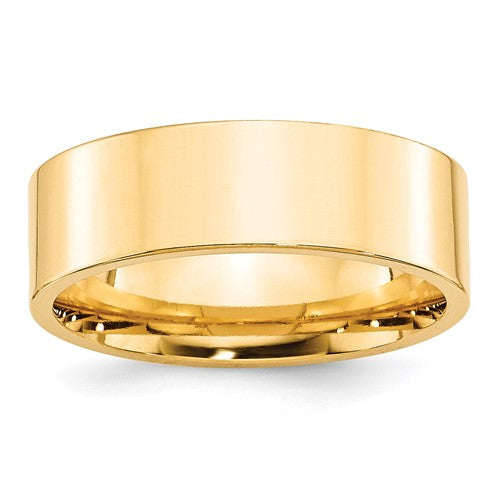 Flat Comfort Fit Wedding Band in 14K Yellow Gold — 7mm, Size 7