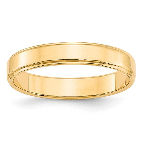 Flat With Step Edge Wedding Band in 14K Yellow Gold — 4mm, Size 9