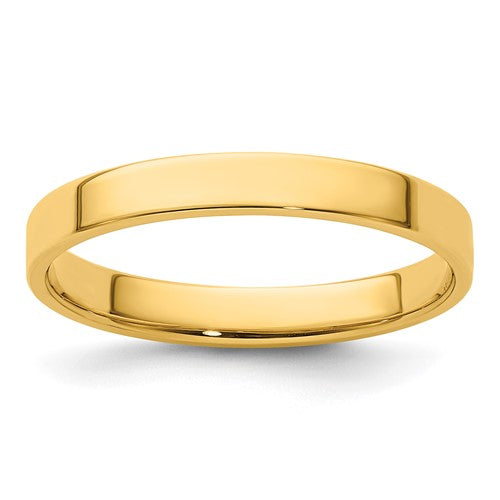 Flat Wedding Band in 14K Yellow Gold — 3mm, Size 6