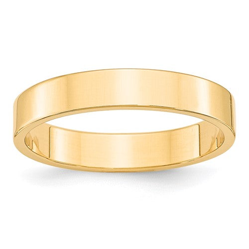 Flat Wedding Band in 14K Yellow Gold — 4mm, Size 8
