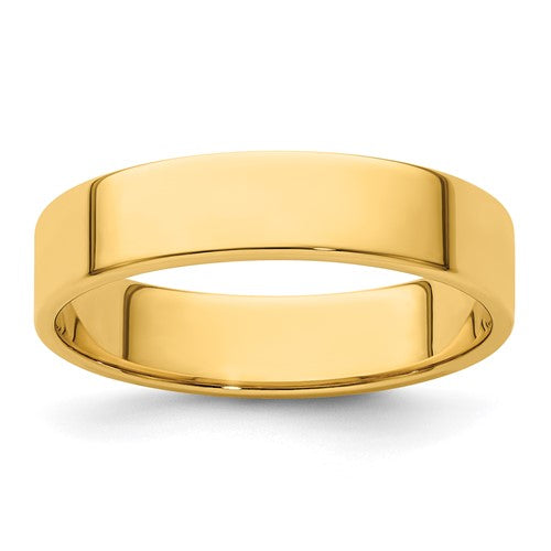Flat Wedding Band in 14K Yellow Gold — 5mm, Size 4
