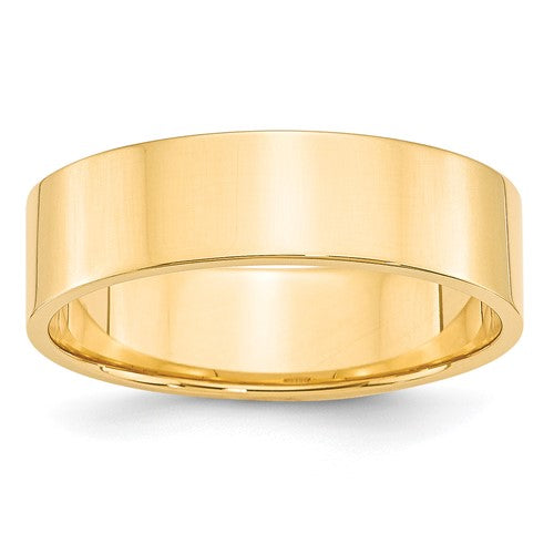 Flat Wedding Band in 14K Yellow Gold — 6mm, Size 12.5